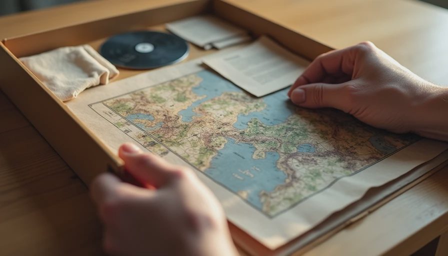 Open-box collector's edition of a simulation game with a printed manual, cloth map, and soundtrack disc on a wooden desk.webp