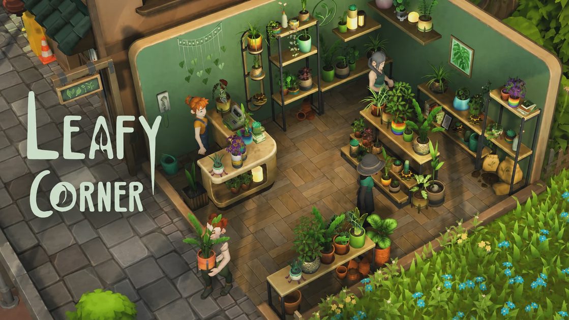 Greenhouse and houseplant care gameplay in Leafy Corner shop management simulator.webp